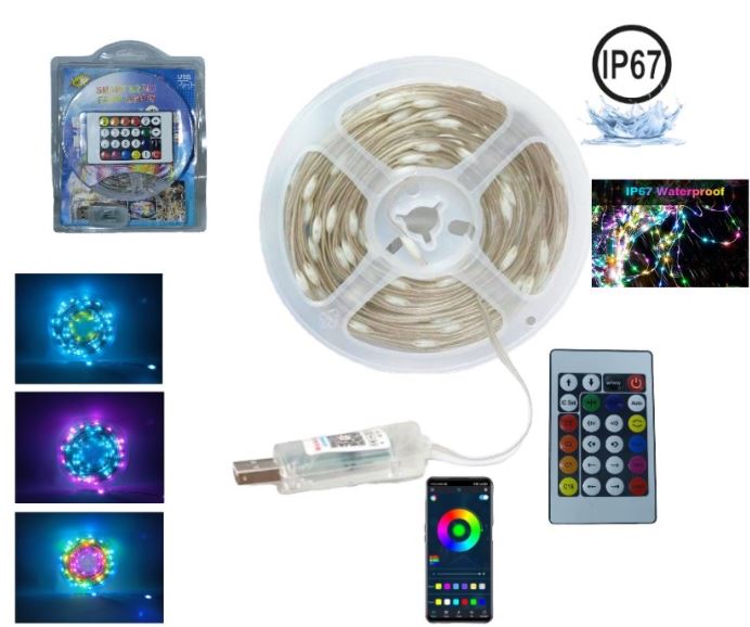Tira Led RGB Pixel Bluetooth usb 10m 100 led